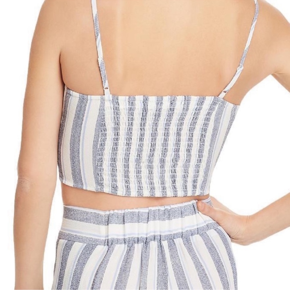 Aqua Brand Striped Crop Top Navy/white  Sz S - Picture 2 of 5